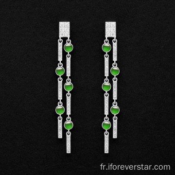 Belle couleur verte jadeite drops boucles d&#39;oreilles bijoux